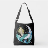 Blond Zeemeermin Maan Fantasy Art Deco Crossbody Tas (Voorkant)