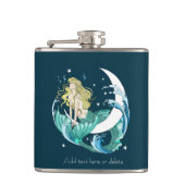 Blond Zeemeermin Maan Fantasy Art Deco Heupfles (Voorkant)