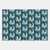 Blond Zeemeermin Maan Fantasy Art Deco Inpakpapier Vel (Voorkant 3)