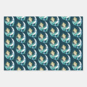 Blond Zeemeermin Maan Fantasy Art Deco Inpakpapier Vel (Voorkant 2)