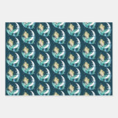 Blond Zeemeermin Maan Fantasy Art Deco Inpakpapier Vel (Voorkant)