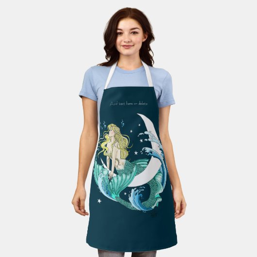 Blond Zeemeermin Maan Fantasy Art Deco Schort (Gedragen)