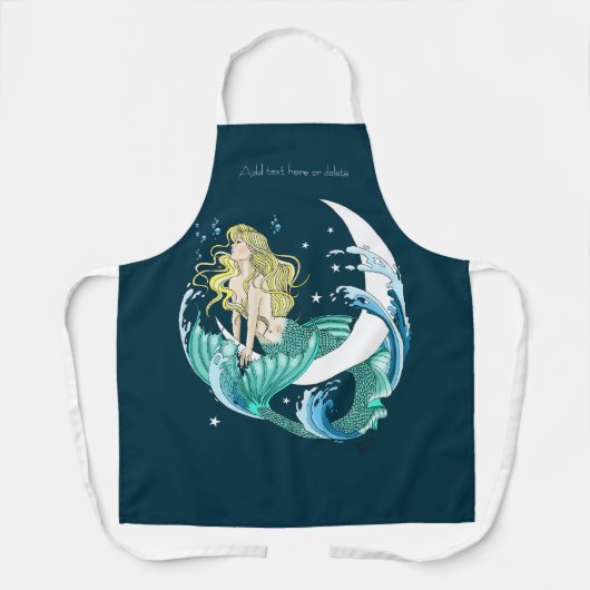 Blond Zeemeermin Maan Fantasy Art Deco Schort (Voorkant)