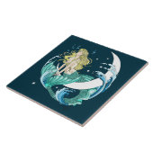 Blond Zeemeermin Maan Fantasy Art Deco Tegeltje (Zijkant)