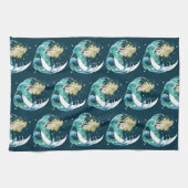 Blond Zeemeermin Maan Fantasy Art Deco Theedoek (Horizontaal)