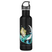 Blond Zeemeermin Maan Fantasy Art Deco Waterfles (Voorkant)