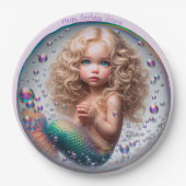 blond zeemeermin meisje papieren bordje (Voorkant)