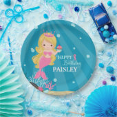 Blond Zeemeermin Verjaardag Papieren Bordje (Feest)