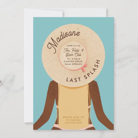 Blond zwart meisje laatste splash bachelorette wee kaart (Voorkant)