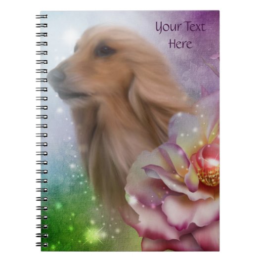 Blonde Afghan Hound Fantasy Dog Art Notitieboek (Voorkant)