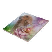Blonde Afghan Hound Flowers Dog Tegeltje (Zijkant)