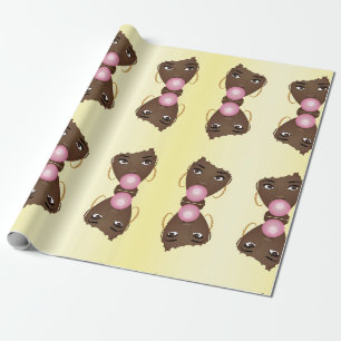 Blonde Afro, met roze bubbelpapierGum-opvulpapier Cadeaupapier