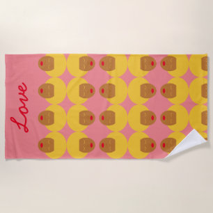 Blonde Afro Pink Monogram Love uit de jaren zeven Strandlaken