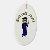 Blonde Afstuderen in blauw Keramisch Ornament (Rechts)