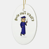 Blonde Afstuderen in blauw Keramisch Ornament (Links)