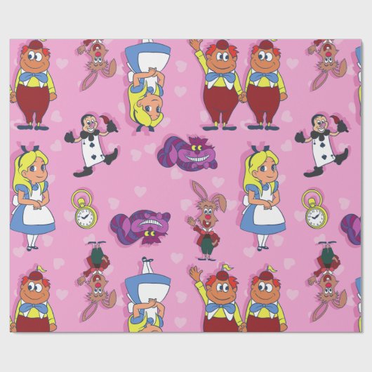 blonde Alice in Wonderland Cheshire Cat Mad Hatter Cadeaupapier (Vlak)
