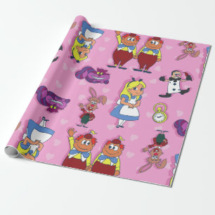 blonde Alice in Wonderland Cheshire Cat Mad Hatter Cadeaupapier