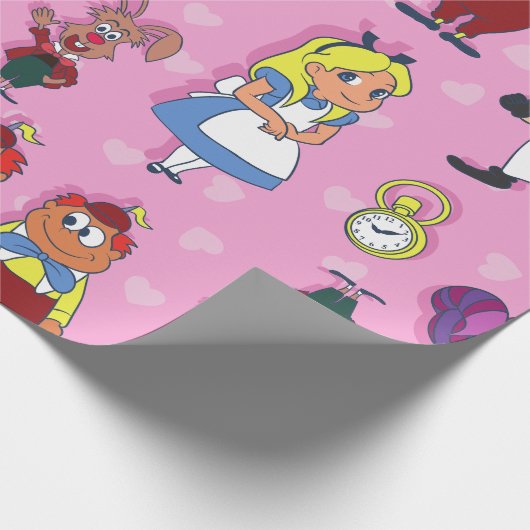 blonde Alice in Wonderland Cheshire Cat Mad Hatter Cadeaupapier (Hoek)
