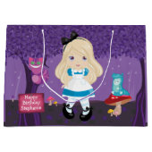 Blonde Alice met Cheshire Cat Large Gift Bag Groot Cadeauzakje (Voorkant)