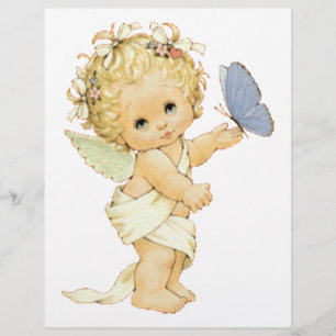 Blonde Angel-baby met een vlinder.