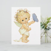 Blonde Angel-baby met een vlinder. (Staand voorkant)