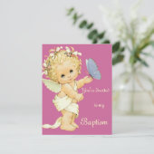 Blonde Angel-baby met een vlinder. Kaart (Staand voorkant)
