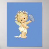 Blonde Angel-baby met een vlinder. Poster (Voorkant)
