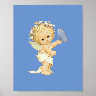 Blonde Angel-baby met een vlinder. Poster