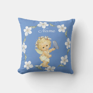Blonde Angel-baby met vlindernaam keramisch of Kussen