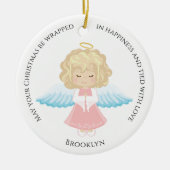 Blonde Angel-Ornament Keramisch Ornament (Voorkant)