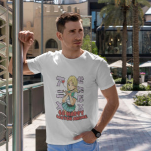 Blonde Anime Girl Winking T-shirt