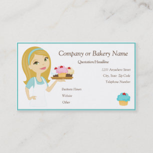 Blonde/Aqua Cupcake Baker/Bakkerij 2 Visitekaartje