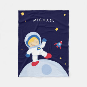 Blonde astronaut jongetje fleece deken