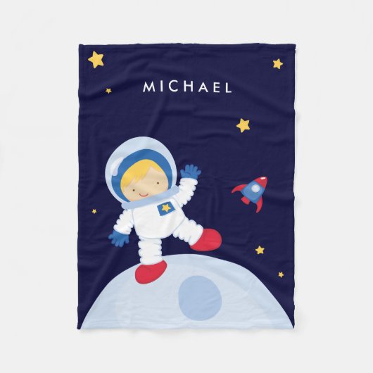 Blonde astronaut jongetje fleece deken (Voorkant)