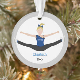 Blonde-atleet in blauw en zwart ornament