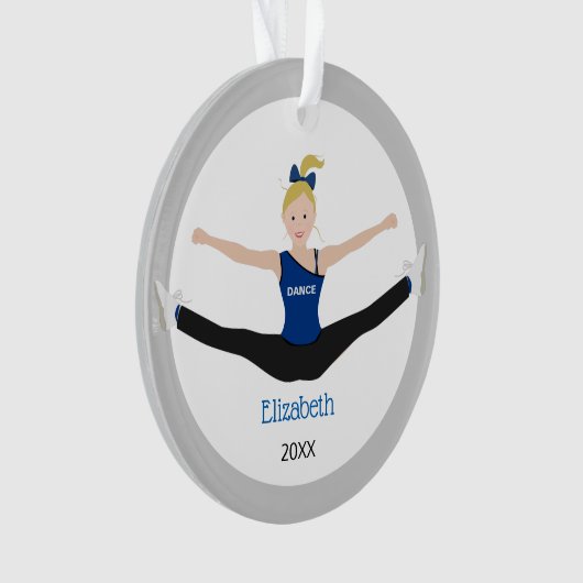 Blonde-atleet in blauw en zwart ornament (voorkant)