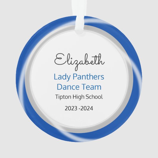 Blonde-atleet in blauw en zwart ornament (achterkant)