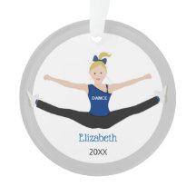 Blonde-atleet in blauw en zwart