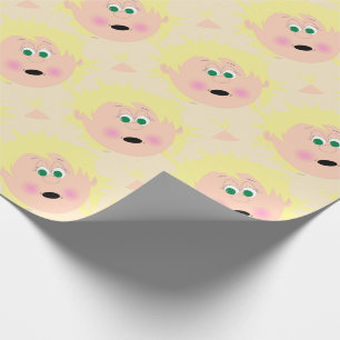 Blonde Baby Girl Face Geanimeerd in Kapskids Cadeaupapier