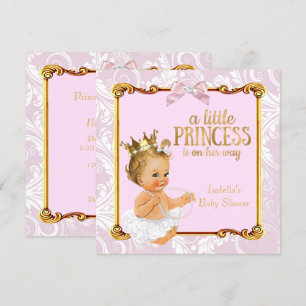 Blonde Baby Princess Baby shower White Pink Gold Kaart