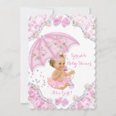 Blonde Baby shower roze bruidsveer Kaart (Voorkant)