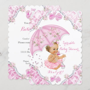 Blonde Baby shower roze bruidsveer Kaart
