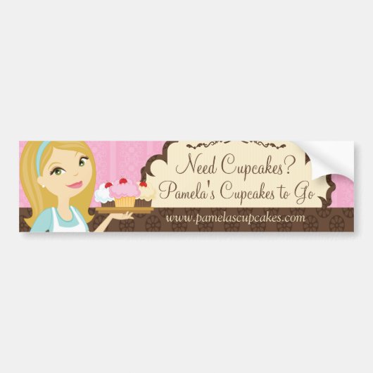 Blonde Baker Cupcake D12 Bumpersticker 1 (Voorkant)