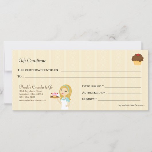 Blonde Baker Cupcake D12 Cadeaubon 1 (Achterkant)