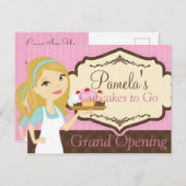 Blonde Baker Cupcake D12 Grand Opening Briefkaart  (Voorkant / Achterkant)