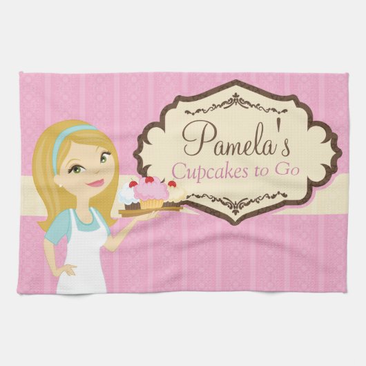 Blonde Baker Cupcake D12 keukenhanddoek 1 (Horizontaal)