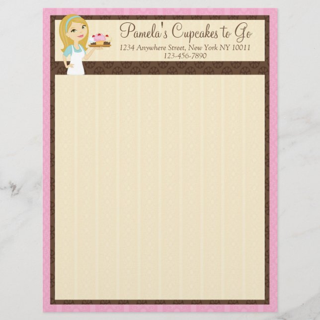 Blonde Baker Cupcake D12 Letterhead 1 Briefhoofd (Voorkant)