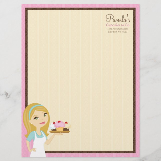 Blonde Baker Cupcake D12 Letterhead 4 Briefhoofd Sjabloon (Voorkant)