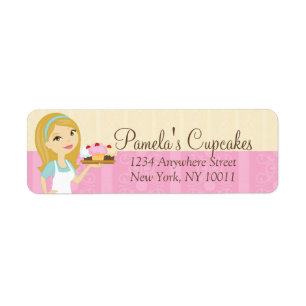 Blonde Baker Cupcake D12 Return Address Labels 2