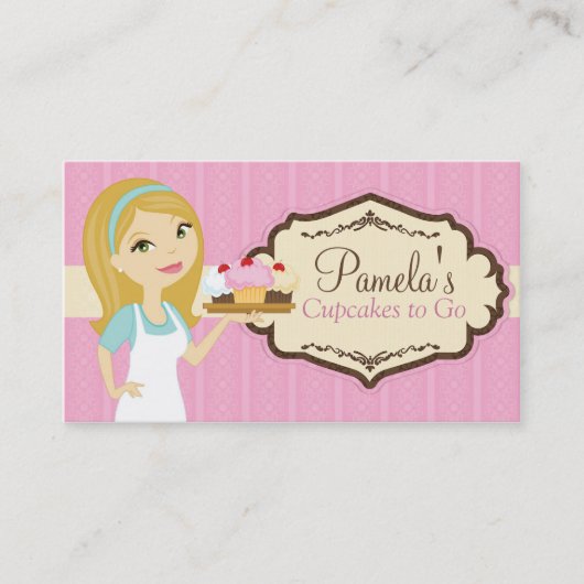 Blonde Baker Cupcake Visitekaartjes D12 (Voorkant)